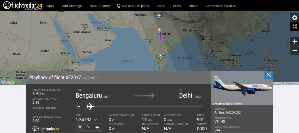 IndiGo flight 6E2017 from Bengaluru to Delhi diverted to Bhopal due to a medical emergency