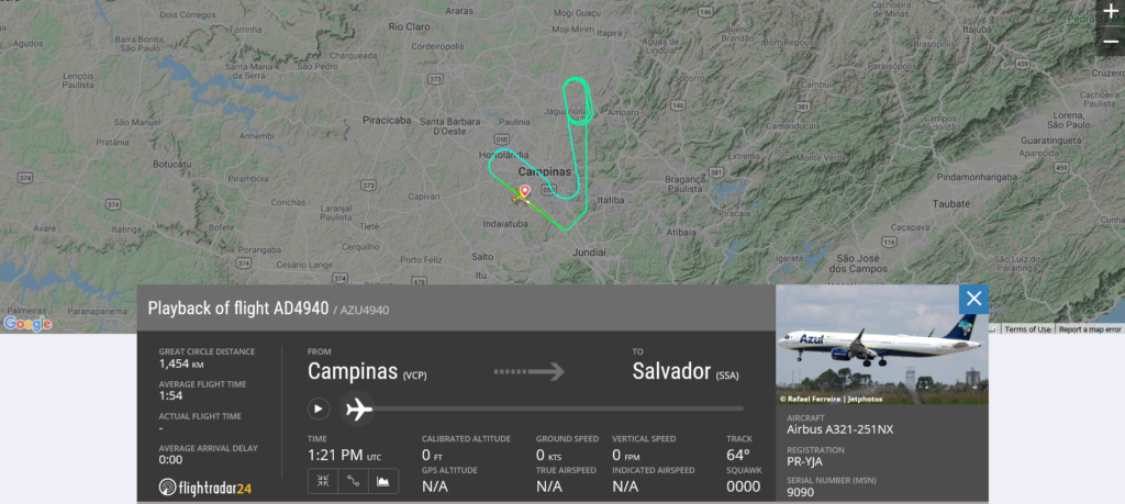 Azul Linhas Aereas flight AD4940 from Campinas to Salvador returned to Campinas due to avionics ventilation issue