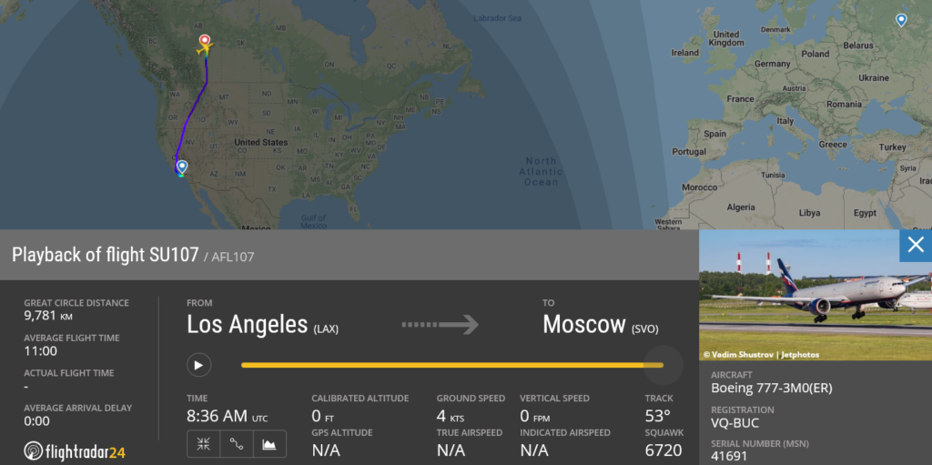 Aeroflot flight SU107 diverted to Edmonton due to fumes in cabin