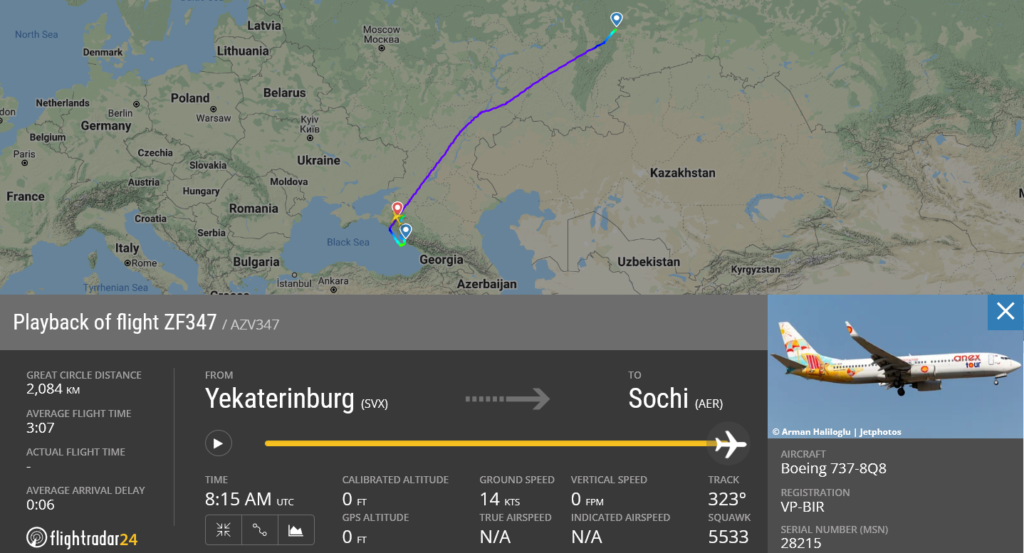 Azur Air flight ZF347 diverted to Krasnodar due to lightning strike