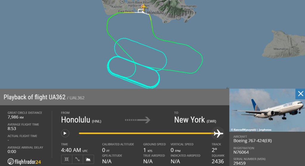 United Airlines flight UA362 returned to Honolulu due to mechanical issue