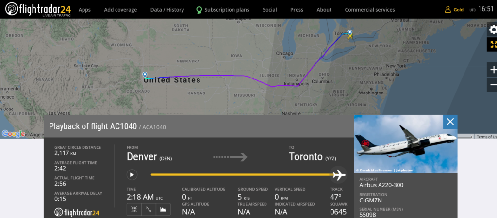 During Air Canada flight AC1040 from Denver to Toronto crew needed to shut down engine