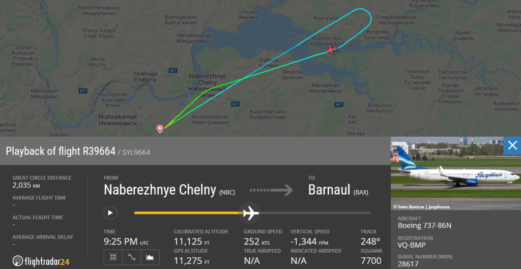 Yakutia Airlines flight R39664 declared emergency and returned to Naberezhnye Chelny due to pressurisation issue