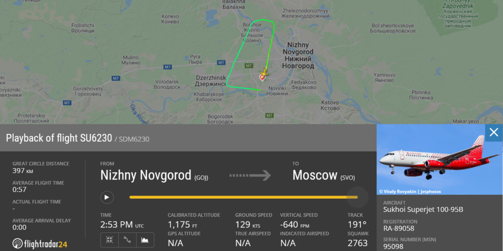 Aeroflot flight SU6230 returned to Nizhny Novgorod due to landing gear issue