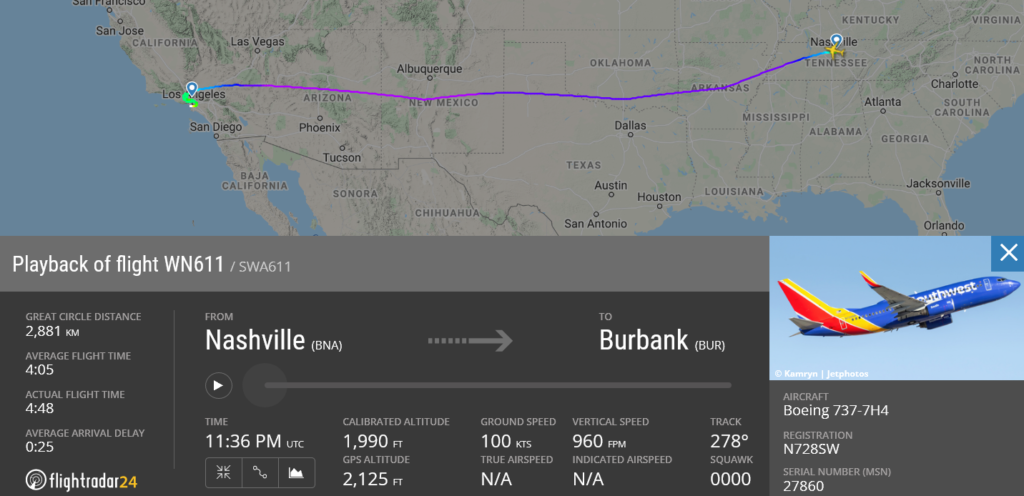 Southwest Airlines flight WN611 diverted to Los Angeles due to flaps issue