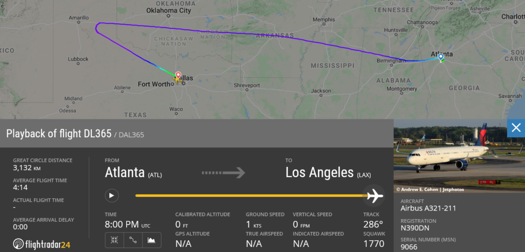 Delta Air Lines flight DL365 diverted to Dallas due to disruptive passenger
