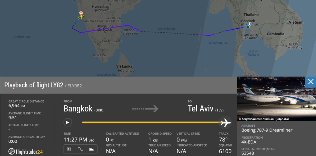 El Al flight LY82 diverted to Goa due to possible fuel (system) issue
