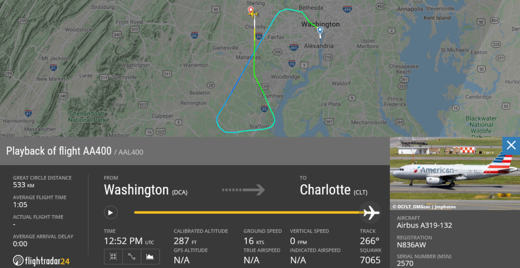 American Airlines flight AA400 diverted to Washington Dulles International Airport due to mechanical issue