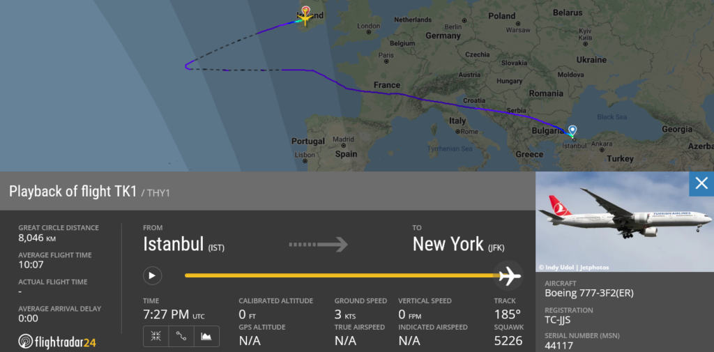 Turkish Airlines flight TK1 diverted to Shannon due to medical emergency