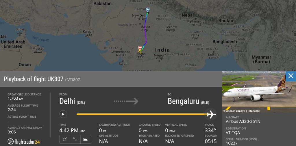 Vistara flight UK807 diverted to Indore due to medical emergency