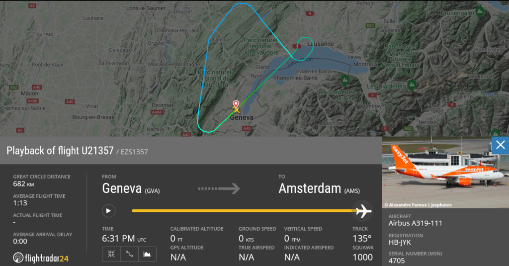 EasyJet flight U21357 returned to Geneva due to odor on board