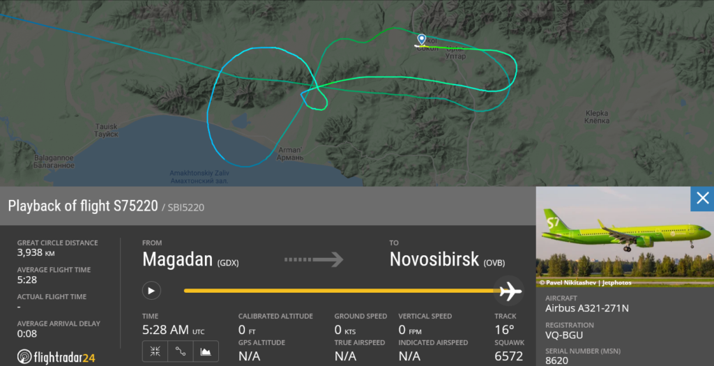 S7 Airlines flight S75220 diverted to Irkutsk due to electrical issue