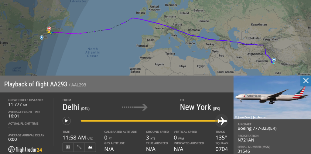American Airlines flight AA293 diverted to Bangor due to technical issue